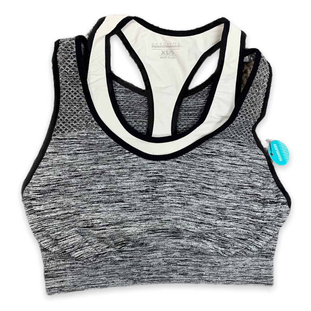 NWT Sketchers Performance black/gray knit sports bra